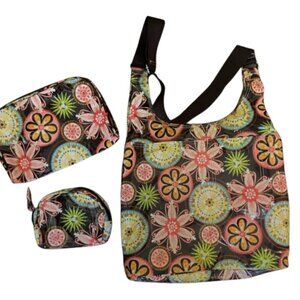 Braciano women's vinyl floral shoulder bag 3 piece set GUC